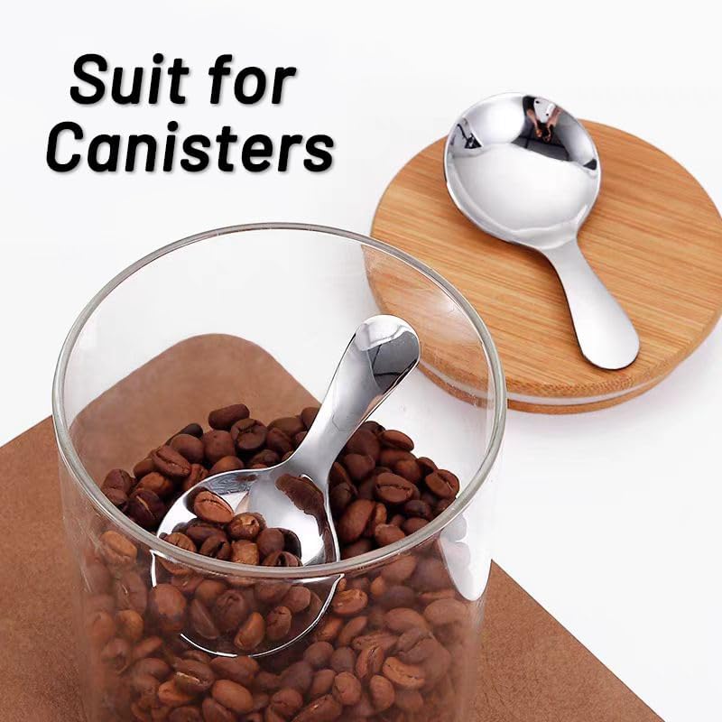 Yopolaz 5 Pack Short Handle Scoops - Silver Mini Scoops for Canisters - Stainless Steel Small Coffee Candy Scoop for Salt Sugar Tea Dessert（Silver） - Image 2